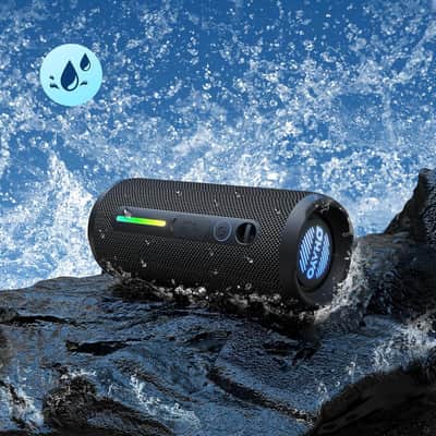 24W Portable Bluetooth Speaker, IPX7 Waterproof Stereo Wireless Speaker with LED Lights for Outdoor, Beach, Camping & Party Use image 4