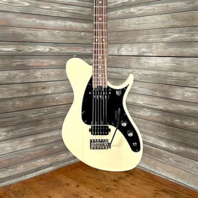 Aria  Pro II Jet B Tone Electric Baritone Guitar  - See-Through Vintage White (4702-SR) image 1