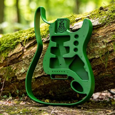 JGV3D | 3D Printed S-Style Guitar Body | One-Piece PLA+ | Fully Routed SSH | Right Handed | Green | Fully Hollow image 1