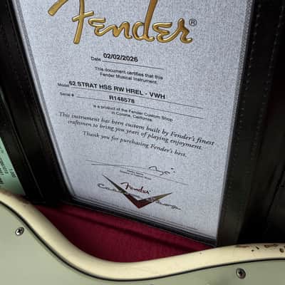 2026 Fender Custom Shop '62 Stratocaster HSS Heavy Relic - Vintage White image 18