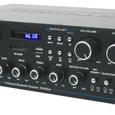 Technical Pro RX400X4 4 Channel 8 Speaker Bluetooth Home Receiver+Mic Inputs image 5