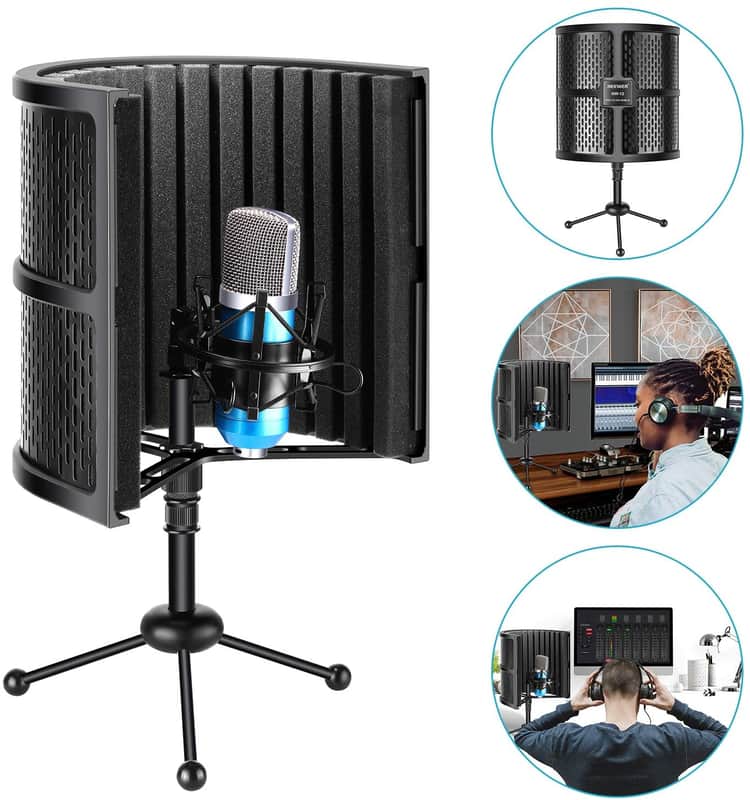 Pop Filter Microphone Isolation Shield + Tripod image 1