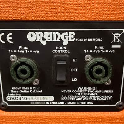 Tom Petersson's Cheap Trick, Orange - OBC410 4x10" 600-watt Bass Cabinet with Horn 8-ohm SIGNED!, AUTHENTICATED!  (TP #7) image 13
