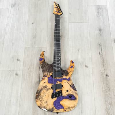 Legator Ninja X6F Multi-Scale Guitar, California Buckeye Burl, Fishman Fluence Pickups, Royal Purple image 3