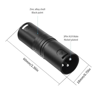 3Pin Xlr Male To Male Adapter, Mic,Amplifier, Mixer Xlr 3-Pin Microphone Cable Connectors Adapter-2Pack image 6