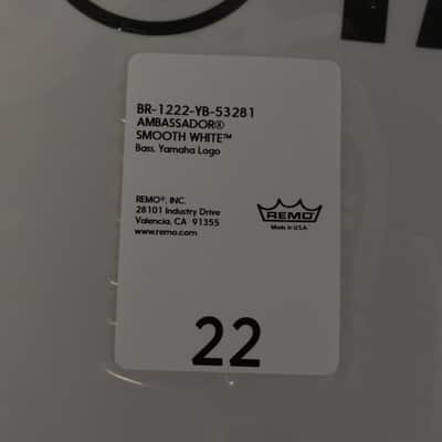 Remo Ambassador Smooth White Bass Drum Head 22" Yamaha Branded (New Open Box) image 2