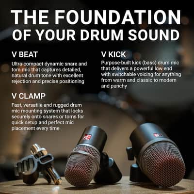 SE ELECTRONICS V Pack Club Standard Drum Mic Kit for Toms, Snares & Bass Drums - Includes 1 V Kick, 2 V Beats, 2 V Clamps, 1 V7 X Instrument Microphone, 2 sE7 Condensers & More image 3