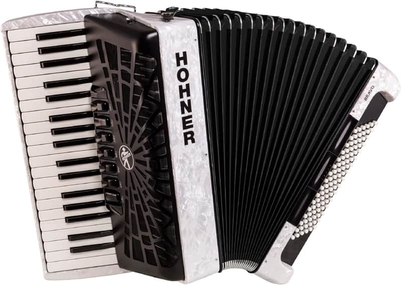 Hohner Bravo III 96 Chromatic Piano Key Accordion - Pearl White (BR96WH) image 1