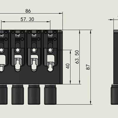 Black 4 String Headless Bass Bridge System with Adjutsable Saddles image 4