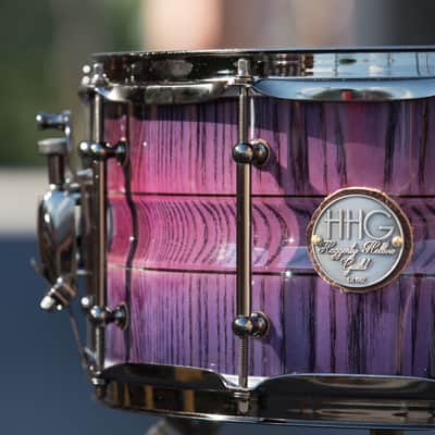 HHG Drums 14x7 Contoured White Ash Stave Snare Drum, Purple Burst High Gloss Lacquer image 4