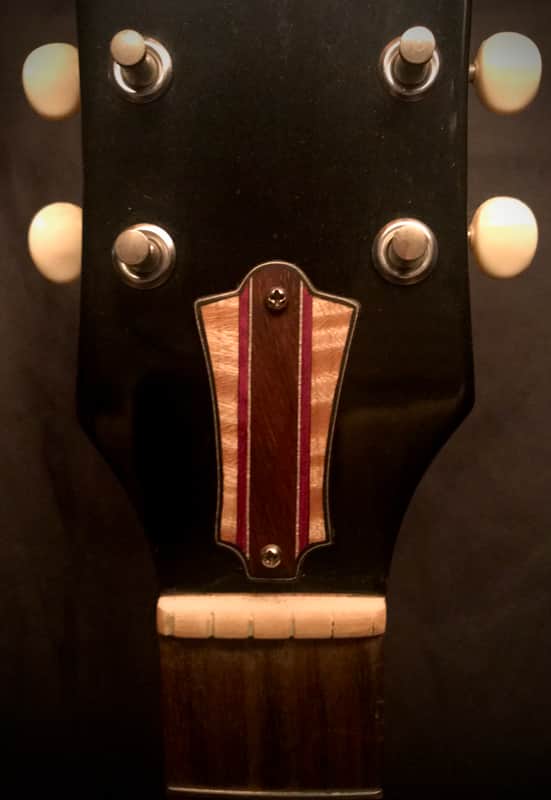 Triple C Woodworking Guild Style Truss Rod Cover Double Bound Flamed Maple w/Purpleheart and Rosewood “Racing Stripe” image 1