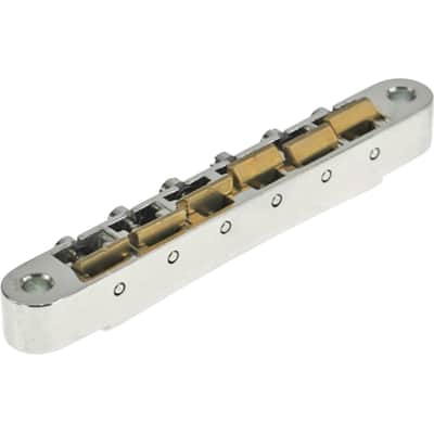 Faber ABRN-BG ABRN Bridge, Fits Nashv studs, Gloss Nickel, Brass saddles natural image 2