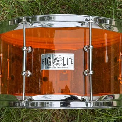 Pork Pie Pig Lite Amber Acrylic Snare Drum – 13" x 7" image 3