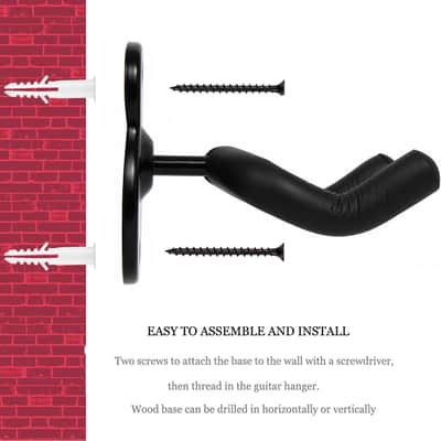 Guitar Wall Hangers, Guitar Hanger Wall Mount 4 Pack Wall Stands Holders Hooks- Home and Studio Guitar Keeper image 3