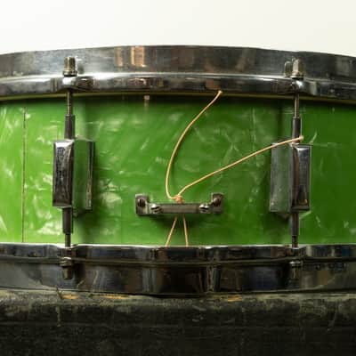 1930s Leedy 5x14 Broadway Standard Green Pearl Snare Snare Drum image 7