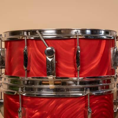Vintage Mica-Sonic MIJ Red Satin Flame Drum Set image 5
