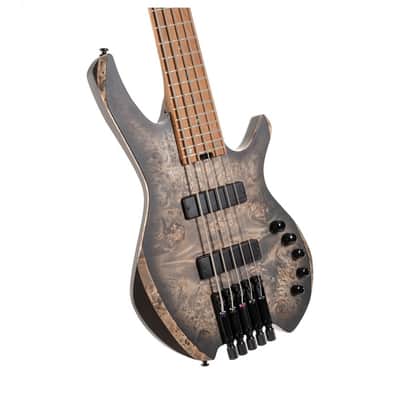 Cort SPACE5SDB Space 5 Poplar Burl Top Soft Maple Body 7pcs Roasted Maple, Walnut, Purple Heart & Maple Neck 5-String Bass Guitar w/Gig Bag image 2