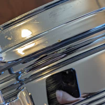 Rogers "5-Line" Dyna-Sonic 5x14" Brass Snare Drum with "Beavertail" Lugs 1967 - 1974 - Chrome image 15