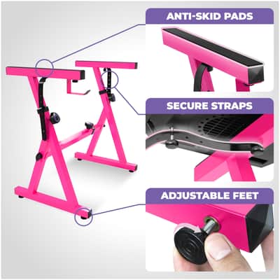 Liquid Stands Heavy Duty Keyboard Stand and Adjustable Bench Chair Set - For 54-88 Key Electric Pianos (Pink) image 4