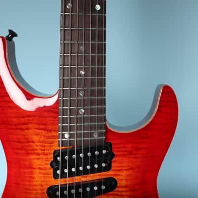 Lipe Virtuoso 7 Fanned Fret Curly Maple Seven String Electric Guitar Fireburst image 14