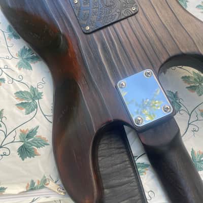 Custom Shou Sugi Ban Strat Partscaster - Fire Roasted Pine, Mayan/Aztec Pickguard image 4