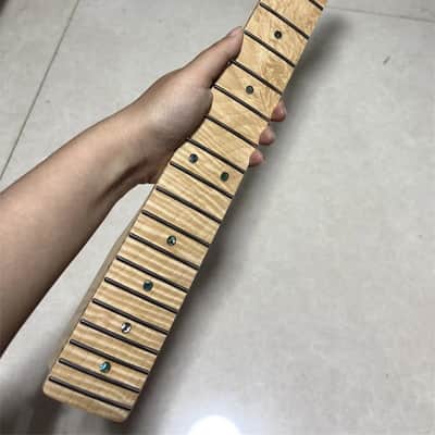 22 fret AAA flame Maple Electric Guitar neck natural gloss 25.5 in DIY parts image 1