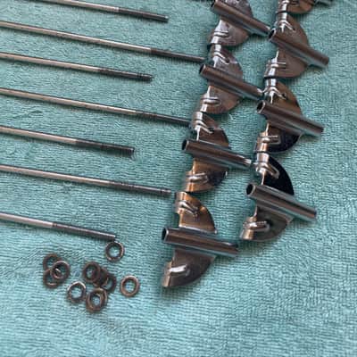 Del Rey MIJ Lot of 12 Bass Drum T tension rods + 11 claws 70s - Chrome image 14