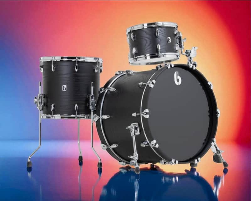 British Drum Company Raven 12x8 / 16x15 / 22x14" 3pc Birch / Ash Shell Pack, Black Ash Satin, B-Stock image 1