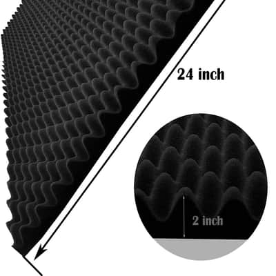 2 Pack 48"X 24"X 2" Black Sound Proof Foam Panels, Acoustic Foam Egg Crate Foam Panel, Noise Cancelling Foam Studio Foam Panel, Sound Panels Noise Reducing For Walls image 2