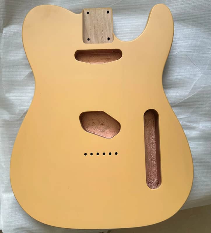 Vintage Yellow Cream Alder Tele Style Guitar Body, Nitro Satin Finish image 1