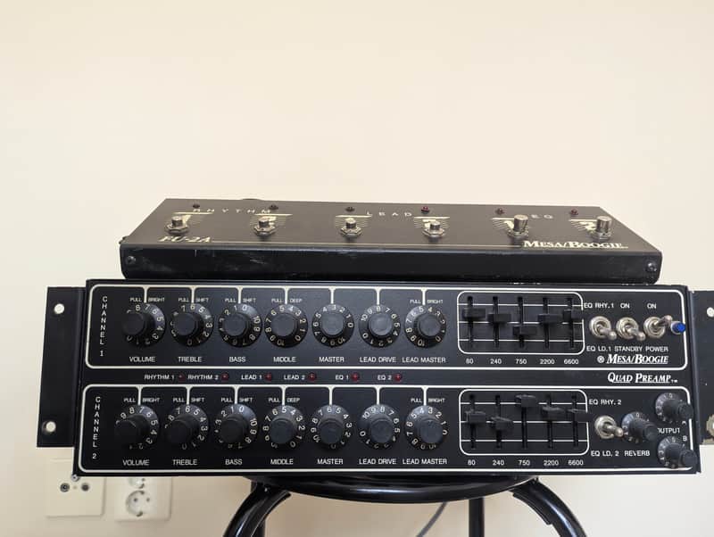 Mesa Boogie Quad Preamp with FU-2A Footswitch 1980s - Black image 1