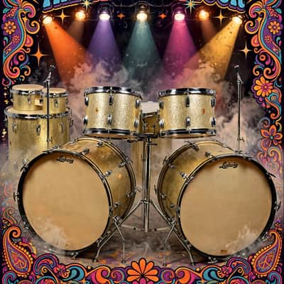 Ludwig Blue Note drum set. VIDEO. Pre serial. COB rims. Full set 12/12/16/18/22/22/5x14/6 & 8” bongos and canister throne image 6