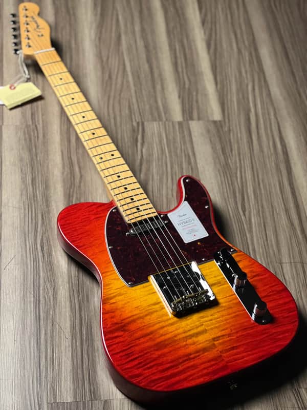 Fender Japan Hybrid II Telecaster with Maple FB in Flame Sunset