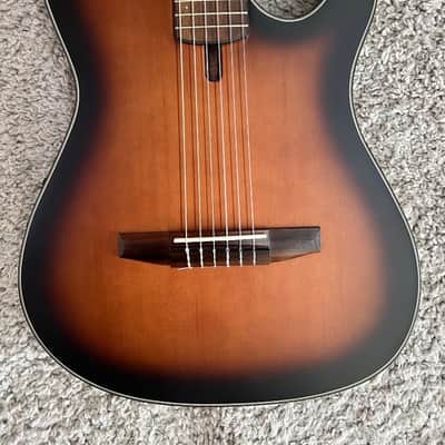 Mint Ibanez Model FRH10NBSF Acoustic Electric Classical Guitar, Brown Sunburst Flat image 3