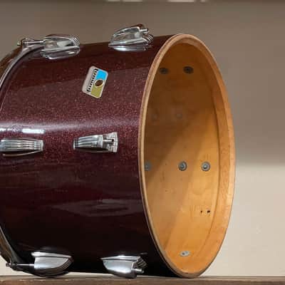 1970's Ludwig 3-Ply Burgundy Sparkle 15x26 13/14/16/18/26 Drum Kit Re-Wrap image 23