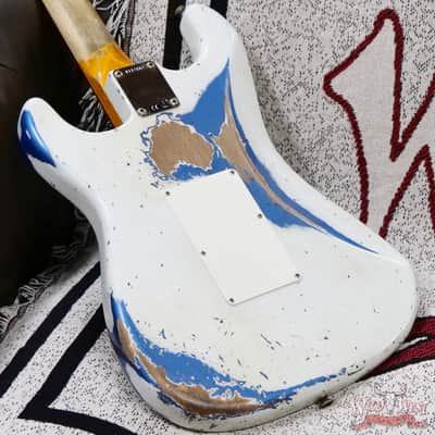 Fender Custom Shop Wild West White Lightning Stratocaster HSS Floyd Rose Rosewood Fingerboard 22 Frets Heavy Relic Lake Placid Blue 7.70 LBS image 12