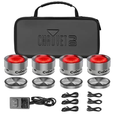 Chauvet DJ CODOTILS 4-Pack of Coin-Sized LED Illuminator Lights w Case - Open Box Mint image 1