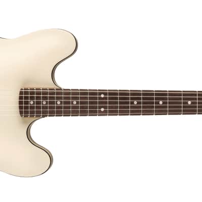 Fender Tom DeLonge Starcaster Rosewood Fingerboard, Black Hardware, Satin Olympic White image 8