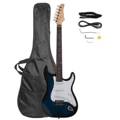 Dark Blue 6-String ST Electric Guitar Beginner Pack – Rosewood Fingerboard, Basswood Body + Strap, Cord & Gig Bag image 1