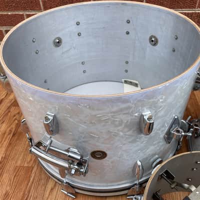 1960s Gretsch Progressive Jazz Drum Set White Marine Pearl 20/12/14 w/ 4x14 Snare image 25