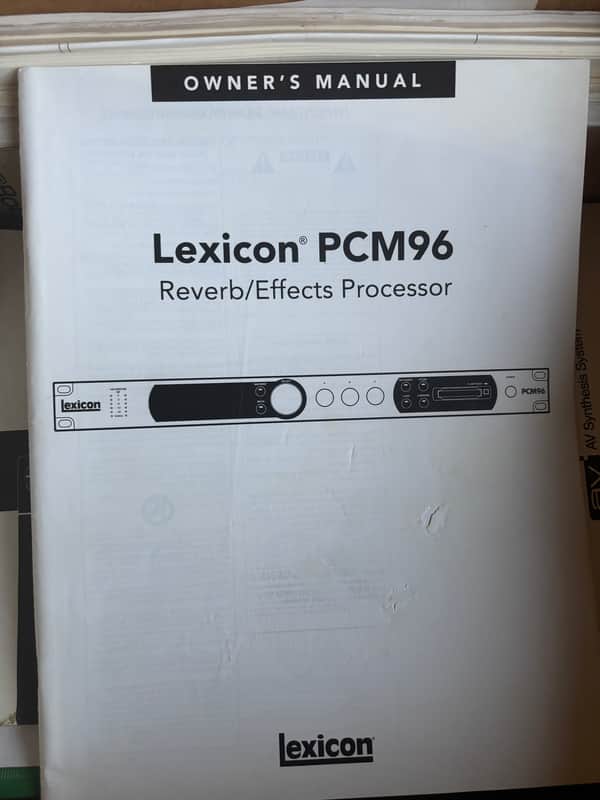 Lexicon PCM96 Owner's Manual 2008 - Paper image 1