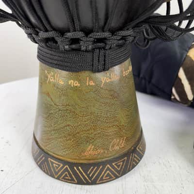 Africa Child Handmade Djembe 9 in Hand Carved With Carrying Case Needs New Skin image 2
