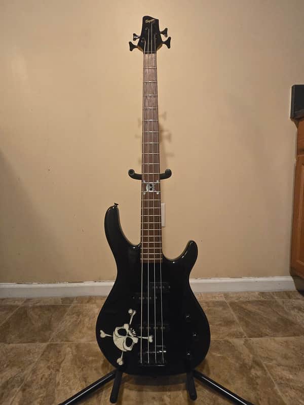 Squier MB-4 Skull Electric Bass Guitar image 1