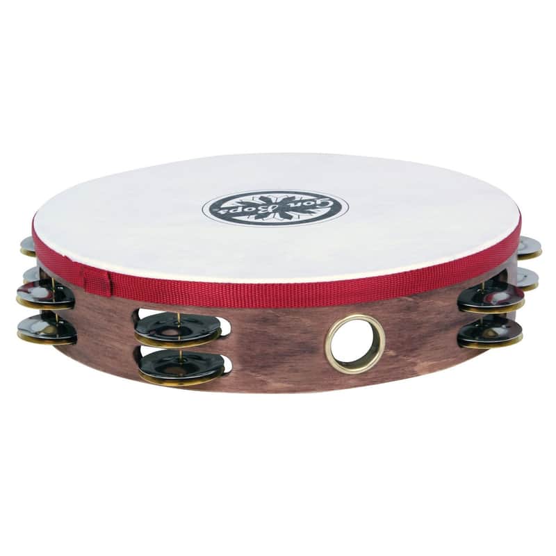 Gon Bops 10″ Headed Wood Tambourine Double-Row Jingles image 1