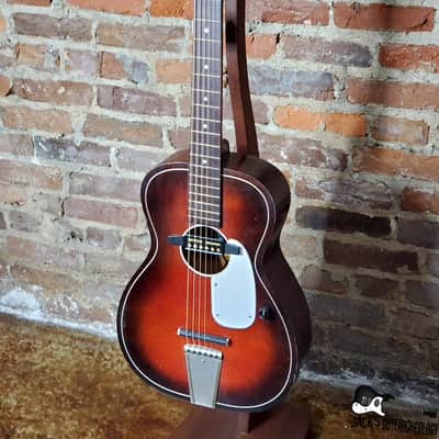 Five Star/Harmony Stella Parlor Acoustic Guitar w/ Goldfoil Pickup & Rubber Bridge (1960s, Redburst) image 3