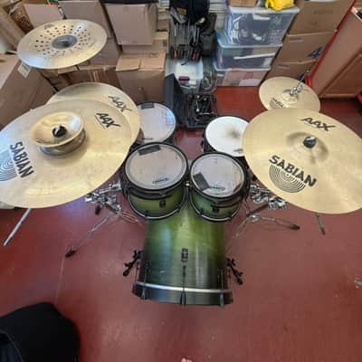 Truth Custom Drums Truth Custom Drum Kit, Sabian Vault and AA/AAX Cymbals, Tama Speed Cobra Pedals Unknown - Dark Green Burst image 3
