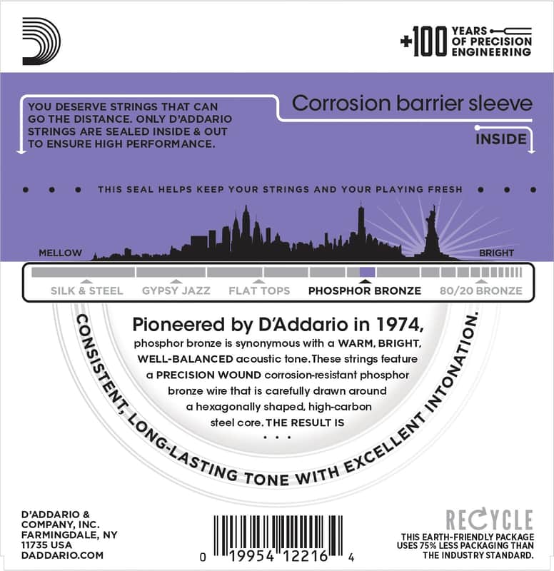 Immagine D'Addario EJ26 Phosphor Bronze Acoustic Guitar Strings, Custom Light Gauge Standard - 3