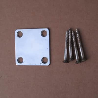 1960s Silvertone 1418 Guitar Neckplate W Screws Japan Teisco Cameo Aria Decca image 2