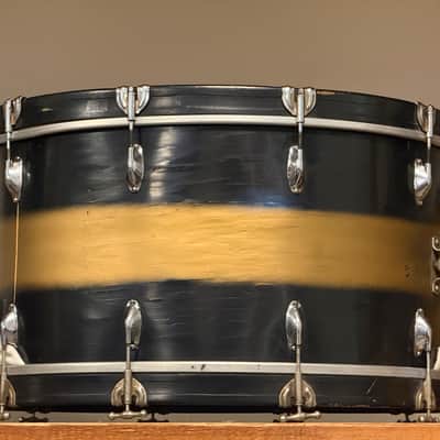 1940's WFL Black & Gold Duco 14x26 16x16 9x13  Drum Kit Zephyr Lug image 7