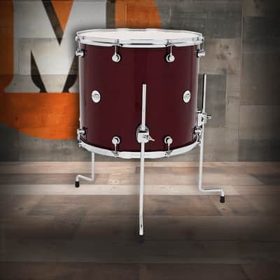 DW Design Series Maple Floor Tom, 16x18 - Cherry Stain Gloss Lacquer w/Chrome Hardware (DDLG1618TTCS) image 1